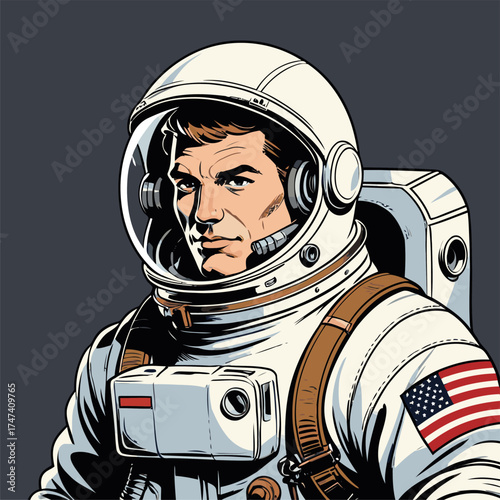 vector illustration of a man wearing an astronaut suit