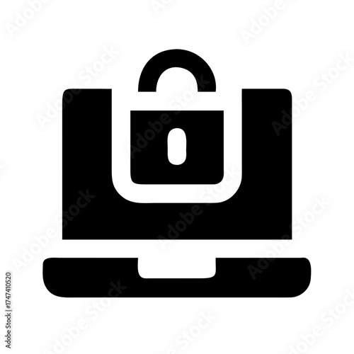 Laptop with padlock, representing data security