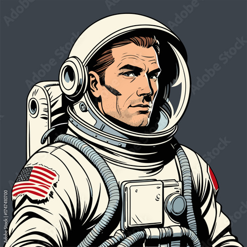 vector illustration of a man wearing an astronaut suit
