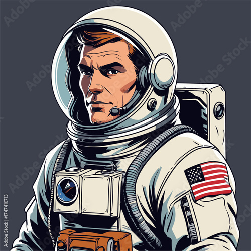 vector illustration of a man wearing an astronaut suit