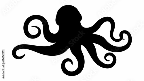 Elegant octopus silhouette perfect for marine themes and coastal designs with its flowing tentacles