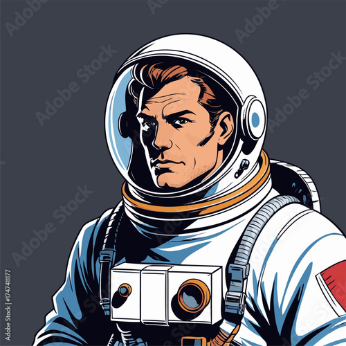 vector illustration of a man wearing an astronaut suit