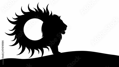 Majestic lion silhouette roaring on a hill, a symbol of power and leadership, originally vector graphics