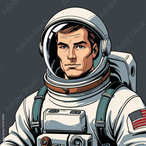 vector illustration of a man wearing an astronaut suit