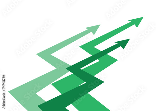 Zigzag Business Arrows Moving Up Forward Representing Dynamic Market, Competition, and Positive Growth