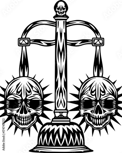 SVG skull with lantern, forgotten Halloween theme. Intricate Design of Scale with Skull Motif and Gothic Elements