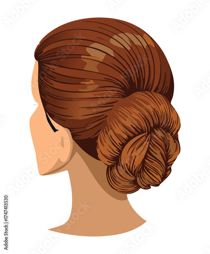 Elegant Dark Brown Classic Low Bun Hairstyle Back View Formal Beauty and Professional Look