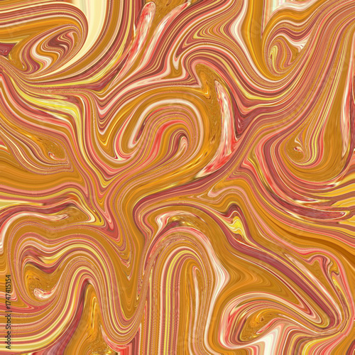 Dynamic red and gold swirl pattern resembling molten marble, full of movement and vibrant color flow. Keywords: abstract, red, gold, swirl, texture