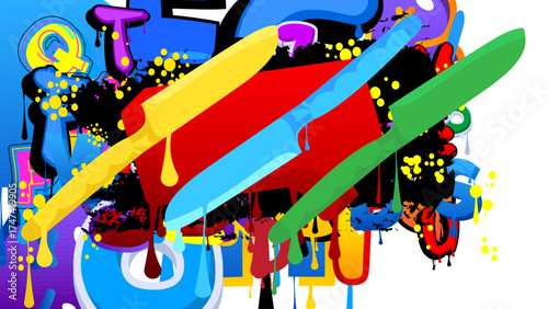 Kitchen Knife graffiti. Abstract modern street art decoration performed in urban painting style.