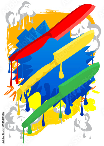 Kitchen Knife graffiti. Abstract modern street art decoration performed in urban painting style.