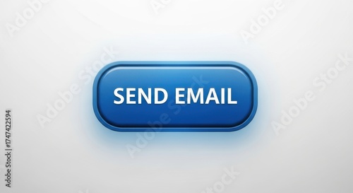 Blue send email button isolated on white background