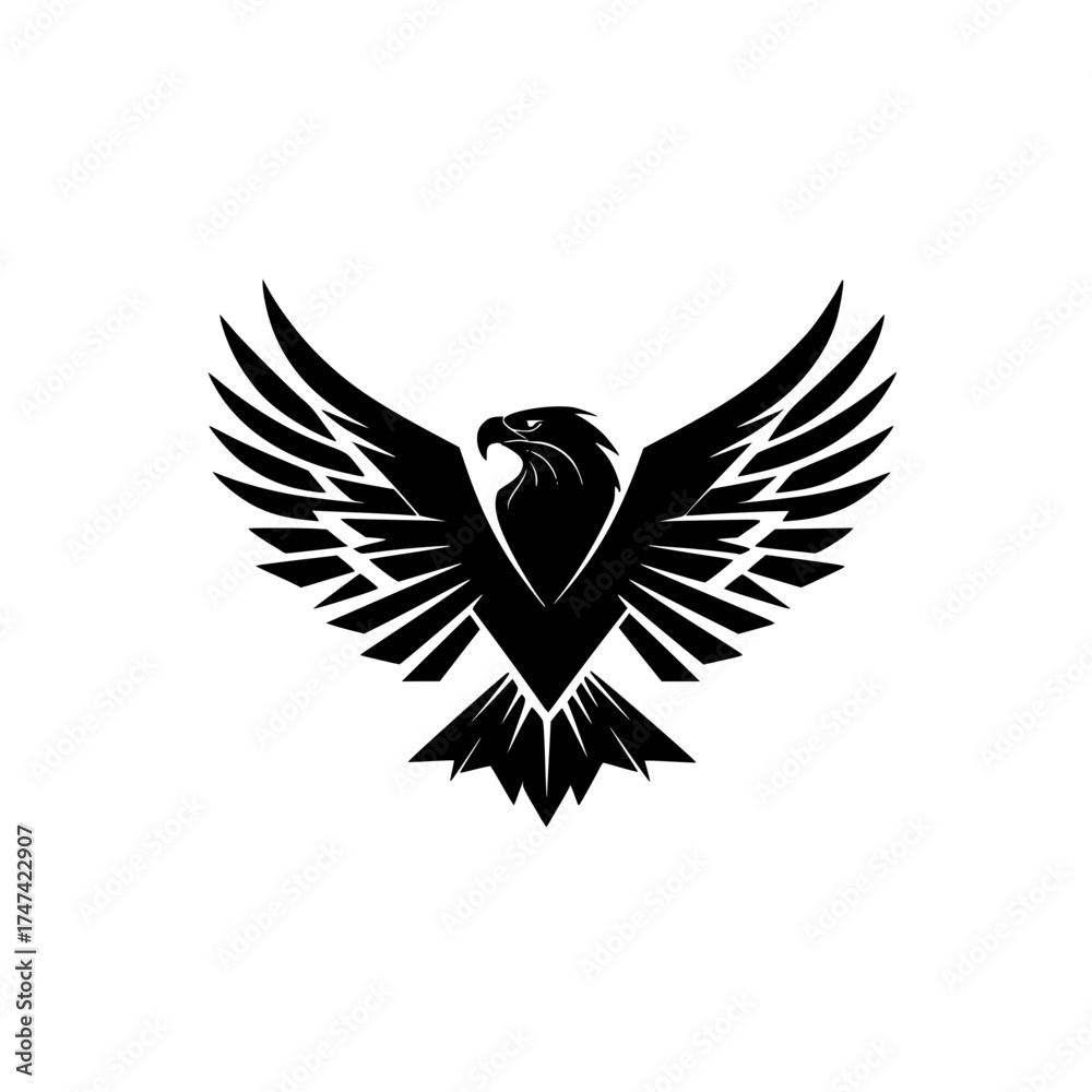 Obraz premium Monochromatic Geometric Bird Emblem Illustration