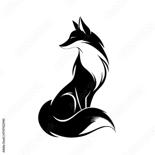 Minimalist Blackandwhite Fox Silhouette Illustration