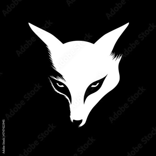 Monochromatic Stylized Wolf Face Illustration