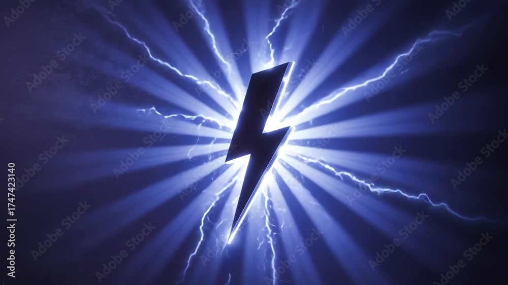 Vídeo do Stock: Dynamic glowing lightning bolt icon surrounded by ...