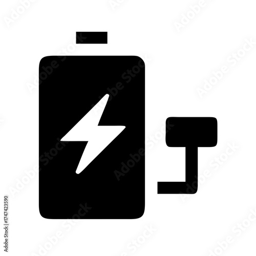 Illustration of a battery charging with a lightning bolt