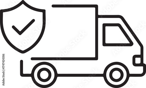 Secure delivery truck icon with shield and checkmark symbol