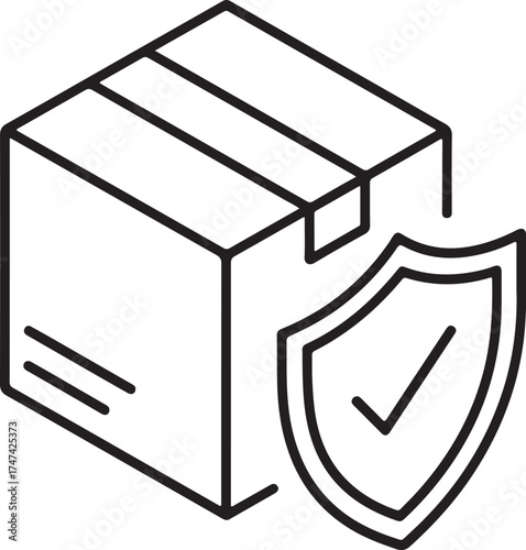 Secure package delivery icon with shield and checkmark