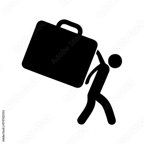 Man Struggling to Carry Large Briefcase Suggesting Overwork and Financial Burden