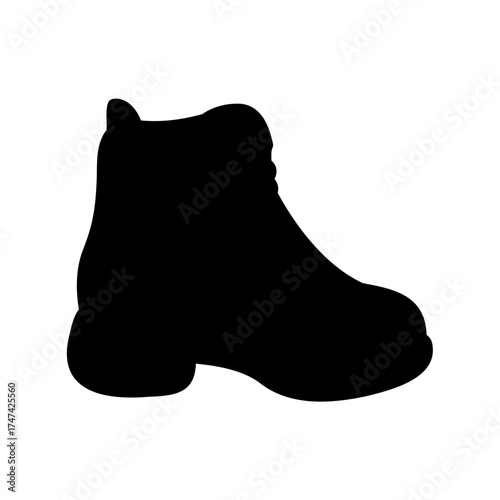 Silhouette of a sturdy work boot with a thick sole in black
