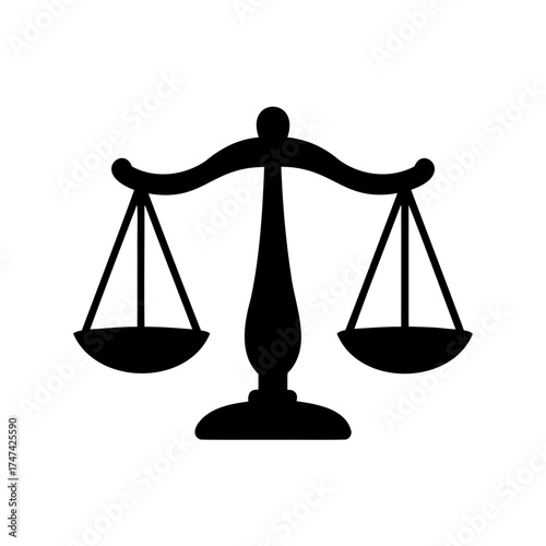 Black and White Illustration of the Scales of Justice Symbolizing Law and Order