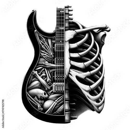 guitar and skeleton .eps