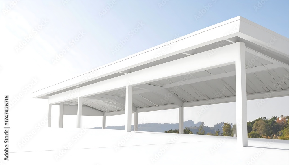 Fototapeta premium White gazebo, modern, minimalist