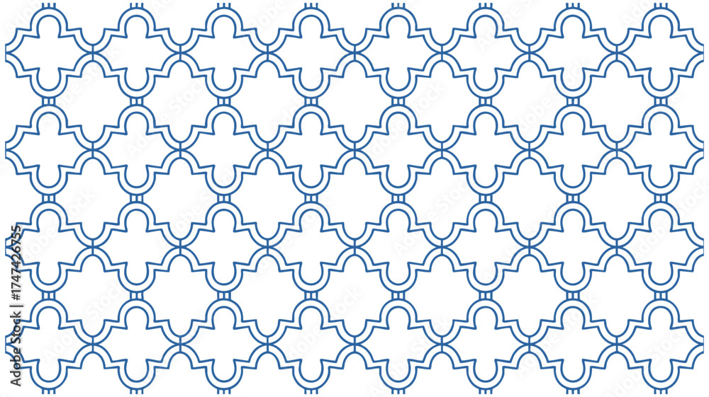 Fototapeta premium Intricate repeating geometric pattern with soft blue and white hues