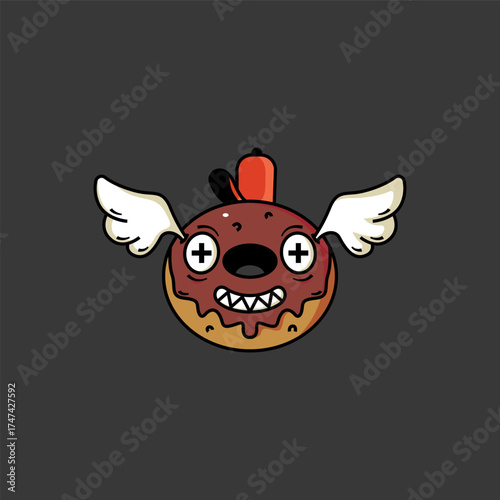 Flying Donut Monster with Wings.eps