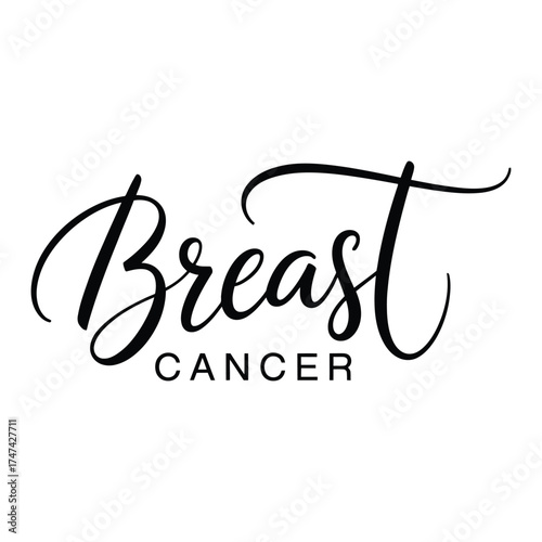 Breast cancer awareness word art with elegant script and bold typography