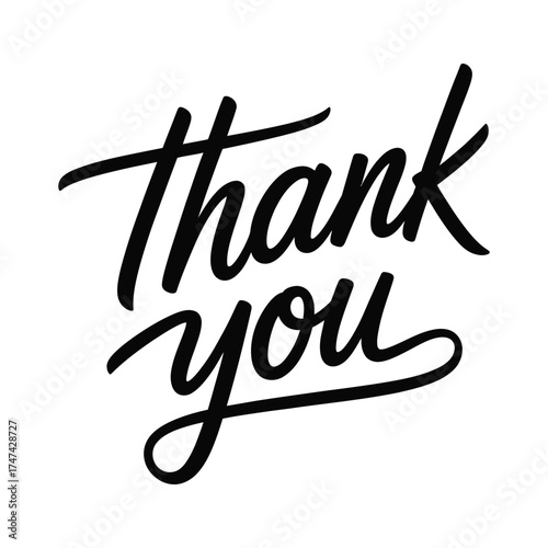 Handwritten thank you text in elegant black script on a white background