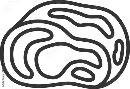 生の、豚肉ブロックのアイコン（線画）のイラスト