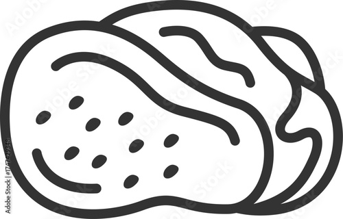 生の、鶏もも肉のアイコン（線画）のイラスト