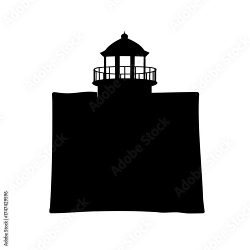 Silhouette of a classic and unique maritime lighthouse standing tall and beautiful