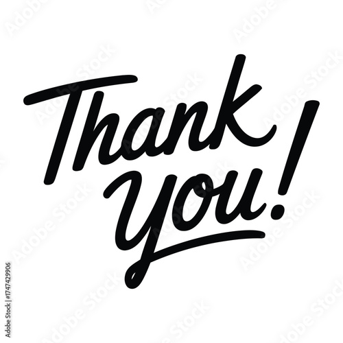 Handwritten thank you message in black ink on a white background with a bold exclamation point