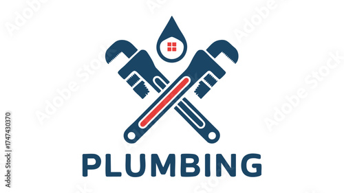 Professional plumbing services logo featuring crossed wrenches and water drop icon