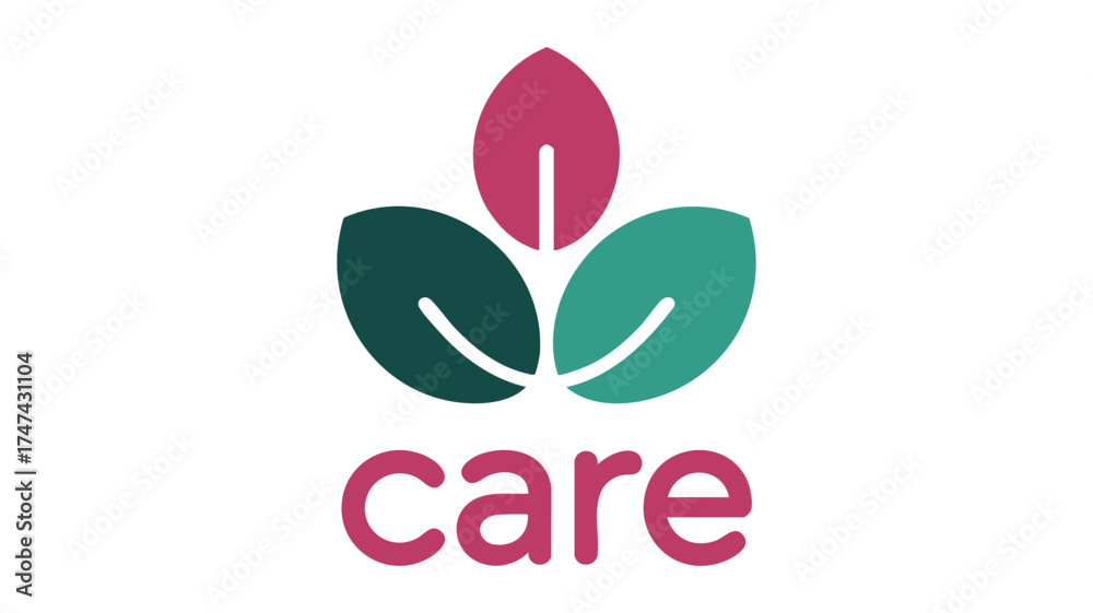 Fototapeta premium Caring leaf logo symbol for healthcare and wellness brands nature inspired design