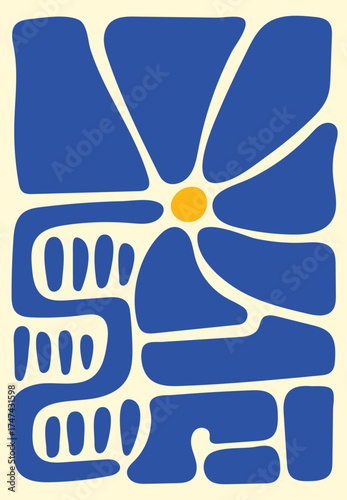 Design wall art poster flower blue