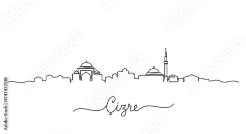 Cizre Skyline Single Line Drawing