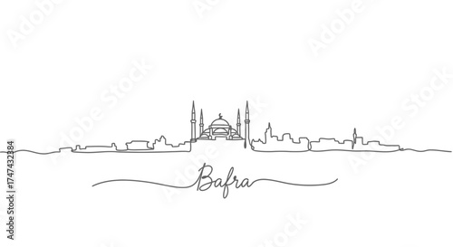 Bafra City Skyline One Line Drawing with Text