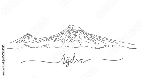 Igdir Cityscape with Mountains Silhouette
