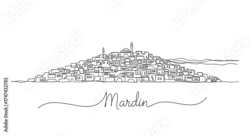 Mardin Skyline Line Art Minimalist Drawing