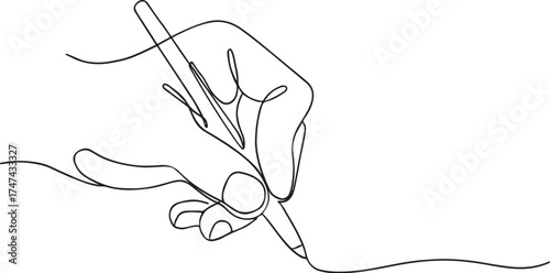 PrintHand drawing a curved line with a pen