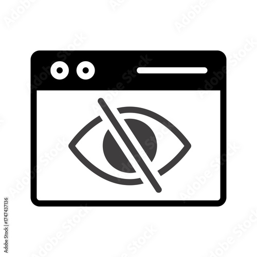Vector solid black icon for Slashed eye