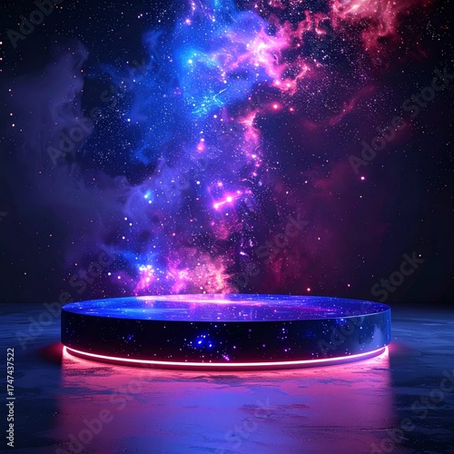 Wallpaper Mural Abstract Platform Display with Pink and Blue Galaxy Background for Product Showcase Torontodigital.ca