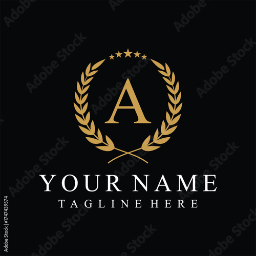 Initial letter A justice legal law firm logo design, leaves and star graphic concept