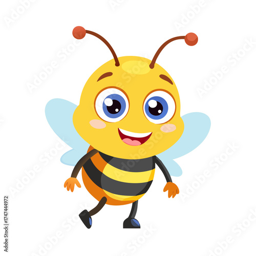 Adorable cartoon bee character with a cheerful expression in a charming kids animation