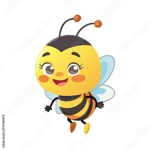 Adorable cartoon bee character with a cheerful expression in a charming kids animation