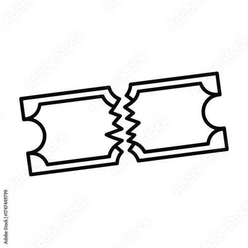 Broken ticket icon representing lost opportunity or event cancellation