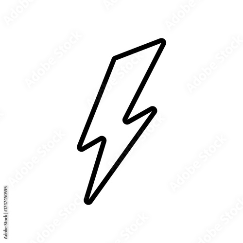 simple black lightning icon on white background